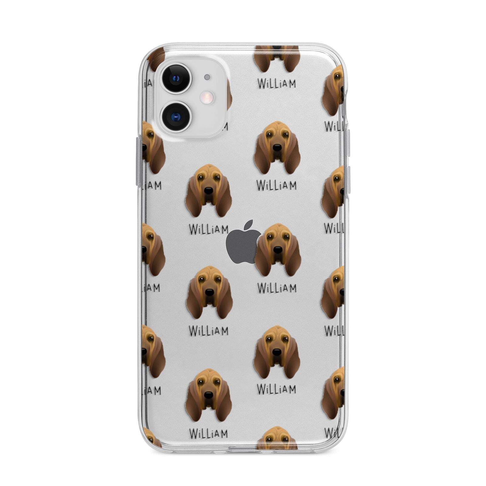 Bloodhound Icon with Name Apple iPhone 11 in White with Bumper Case
