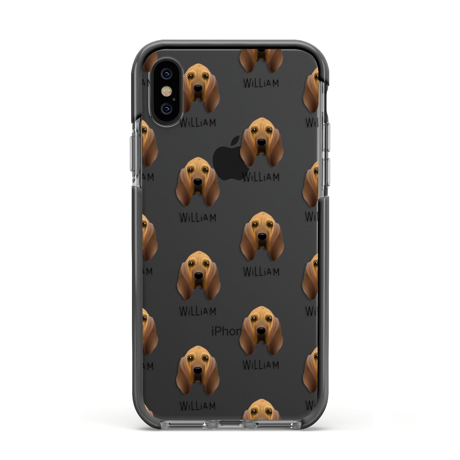 Bloodhound Icon with Name Apple iPhone Xs Impact Case Black Edge on Black Phone