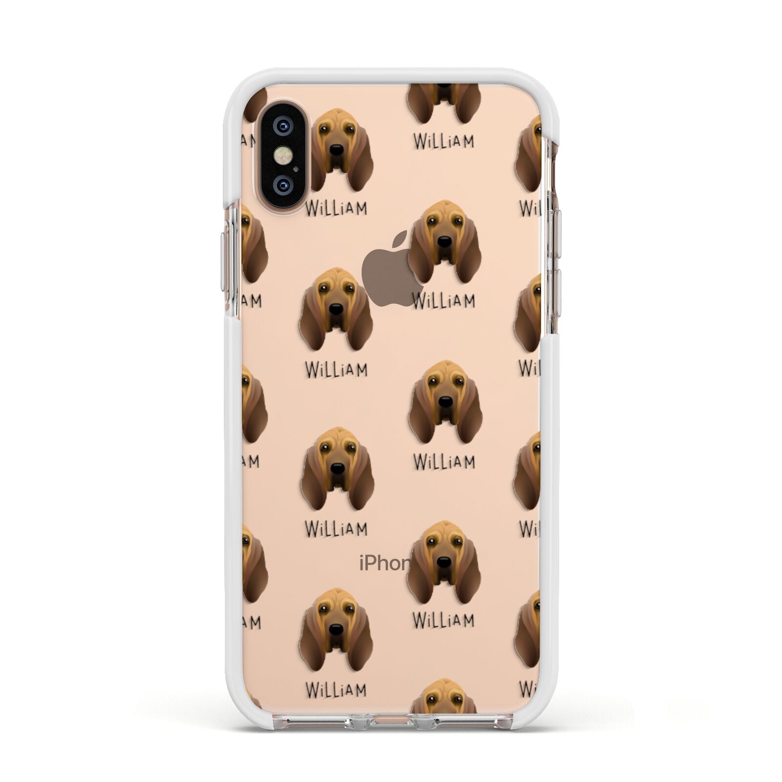 Bloodhound Icon with Name Apple iPhone Xs Impact Case White Edge on Gold Phone