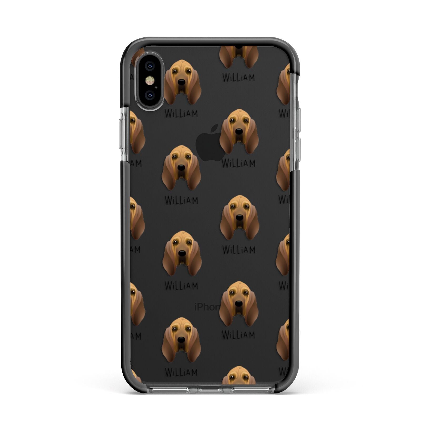 Bloodhound Icon with Name Apple iPhone Xs Max Impact Case Black Edge on Black Phone