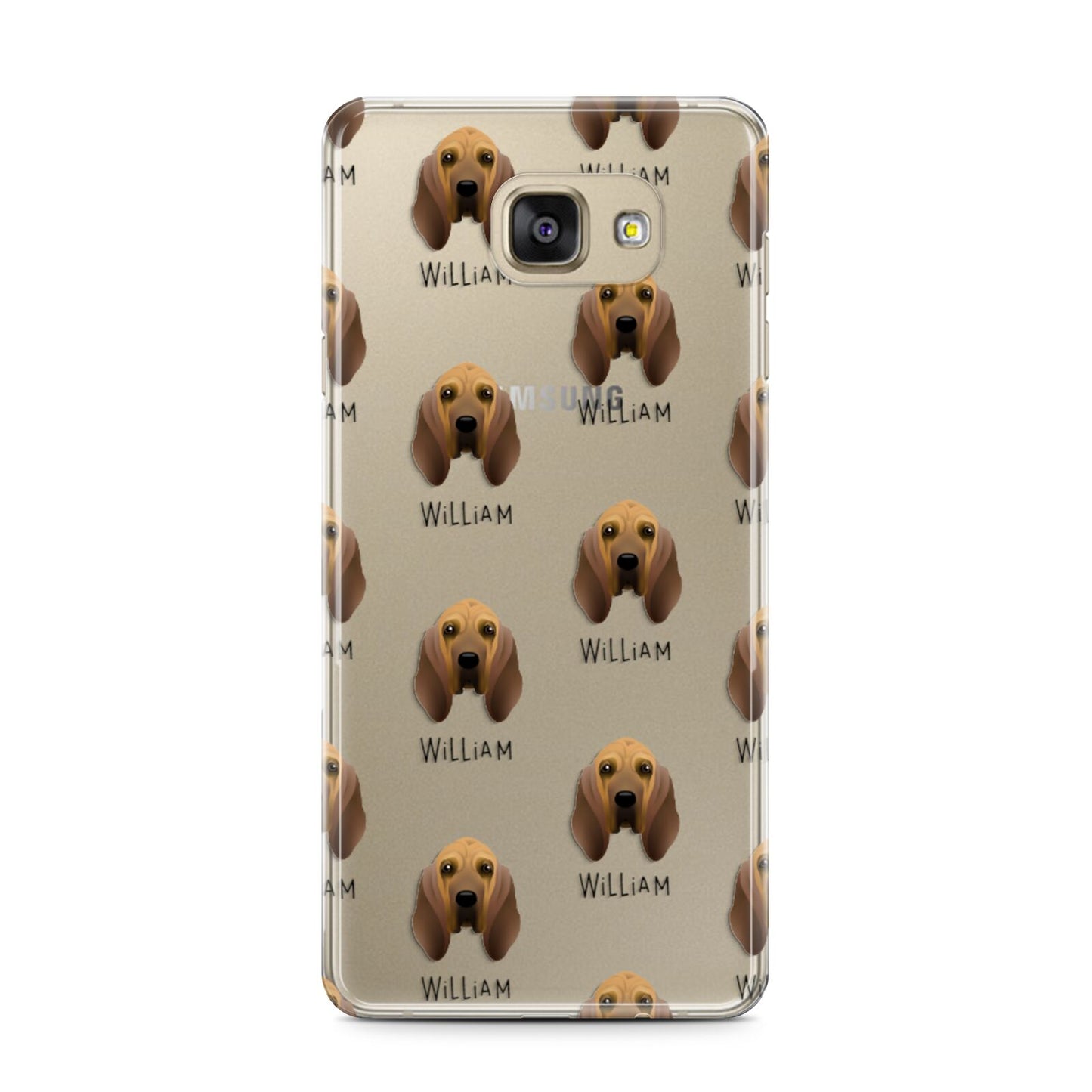 Bloodhound Icon with Name Samsung Galaxy A7 2016 Case on gold phone