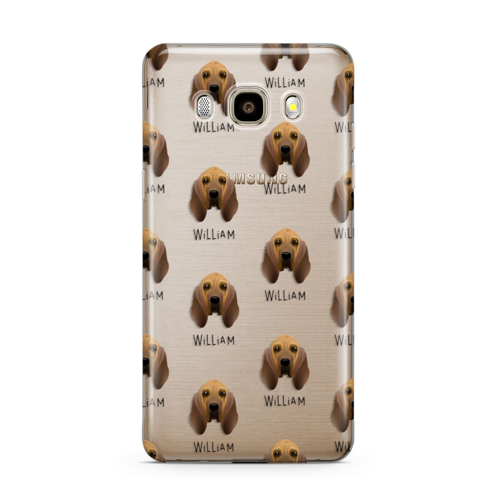 Bloodhound Icon with Name Samsung Galaxy J7 2016 Case on gold phone