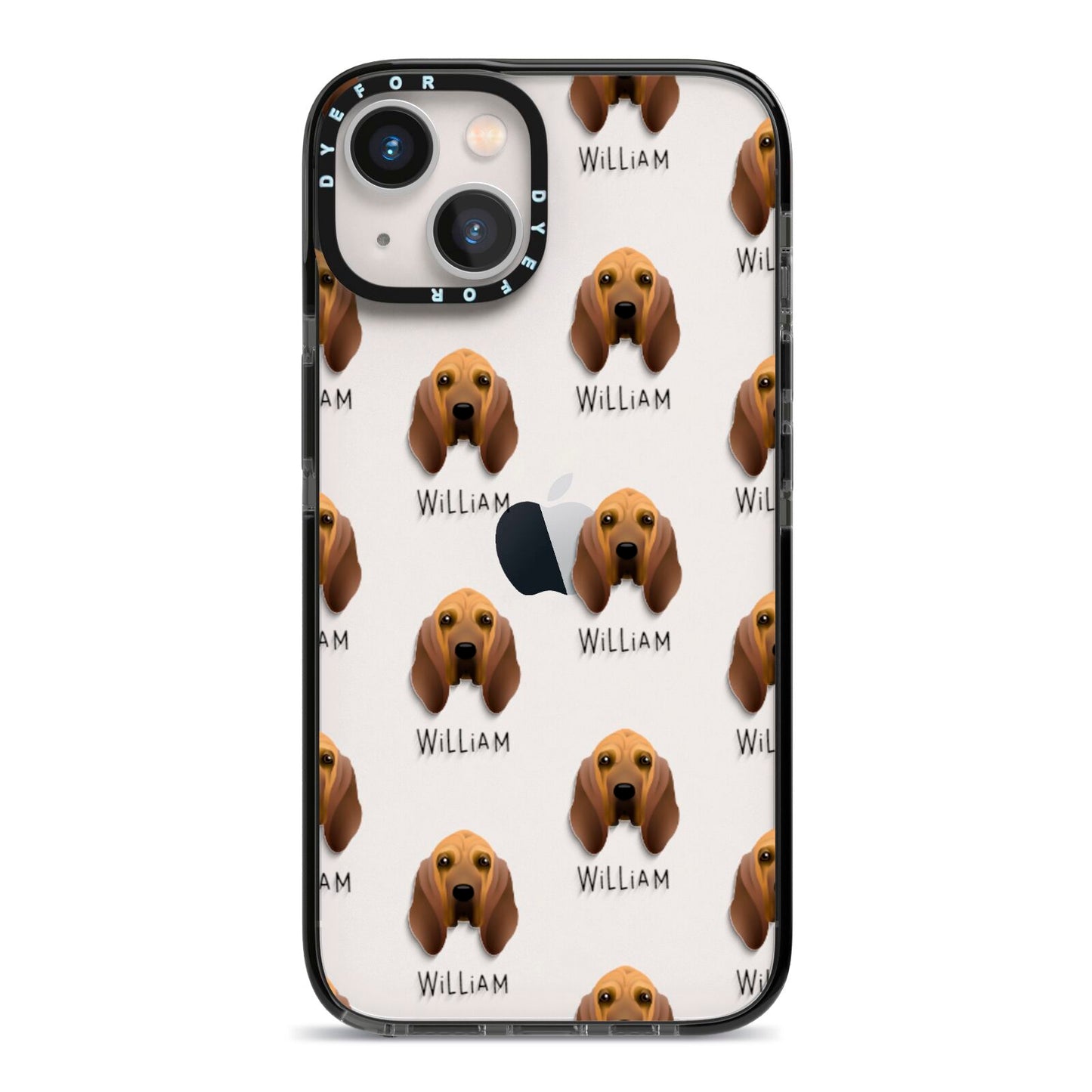 Bloodhound Icon with Name iPhone 13 Black Impact Case on Silver phone