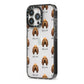 Bloodhound Icon with Name iPhone 13 Pro Black Impact Case Side Angle on Silver phone