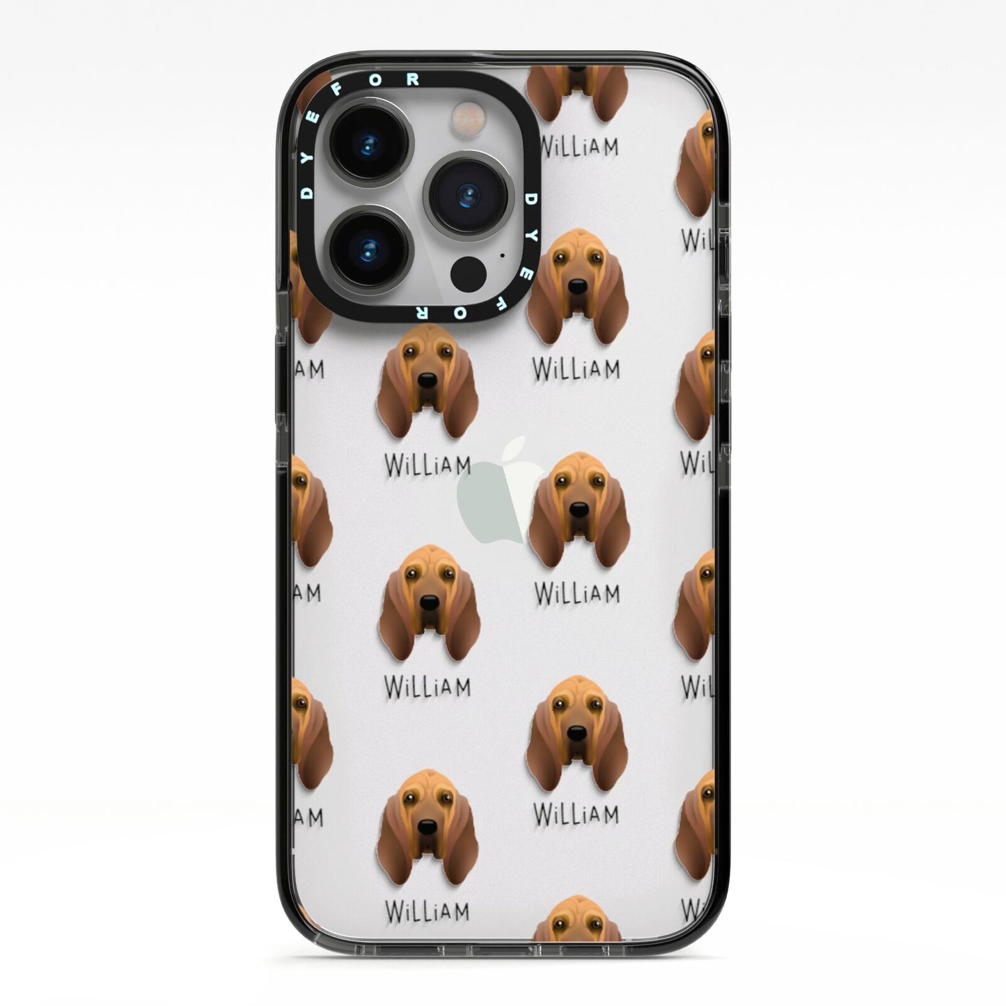 Bloodhound Icon with Name iPhone 13 Pro Black Impact Case on Silver phone