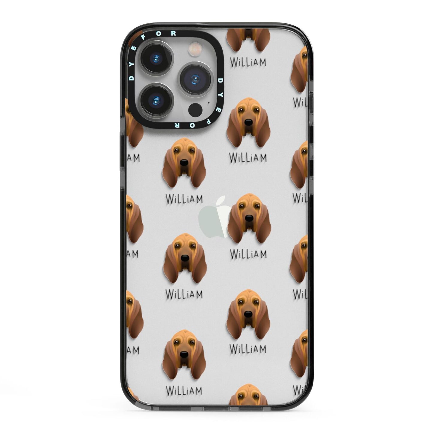 Bloodhound Icon with Name iPhone 13 Pro Max Black Impact Case on Silver phone