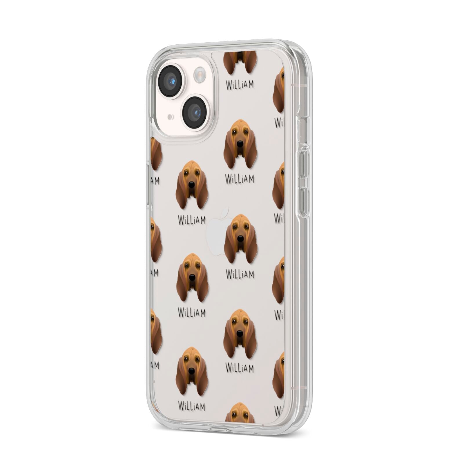 Bloodhound Icon with Name iPhone 14 Clear Tough Case Starlight Angled Image