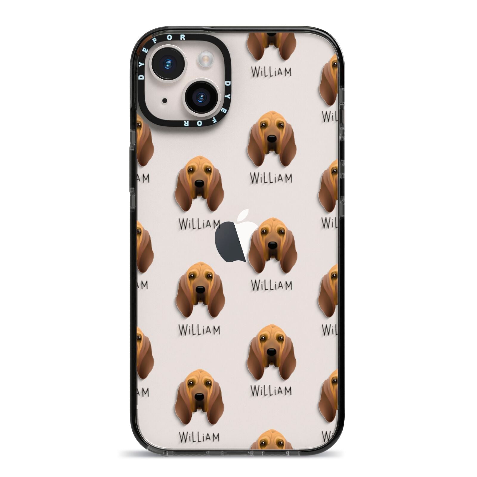 Bloodhound Icon with Name iPhone 14 Plus Black Impact Case on Silver phone