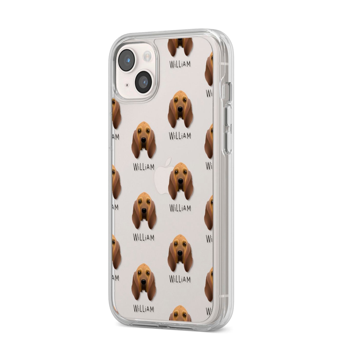 Bloodhound Icon with Name iPhone 14 Plus Clear Tough Case Starlight Angled Image