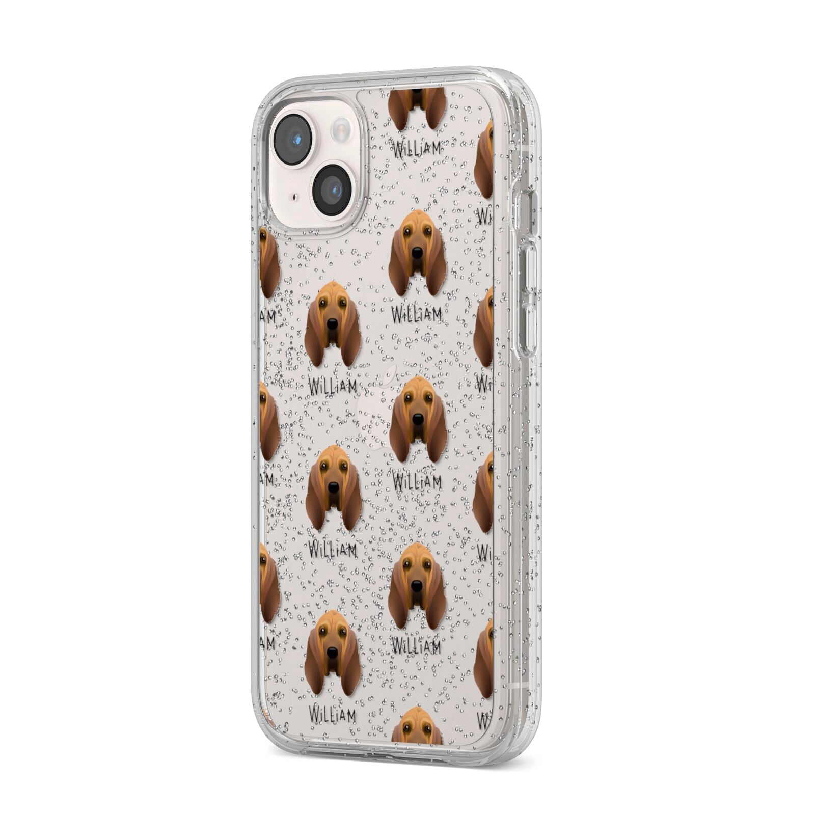 Bloodhound Icon with Name iPhone 14 Plus Glitter Tough Case Starlight Angled Image