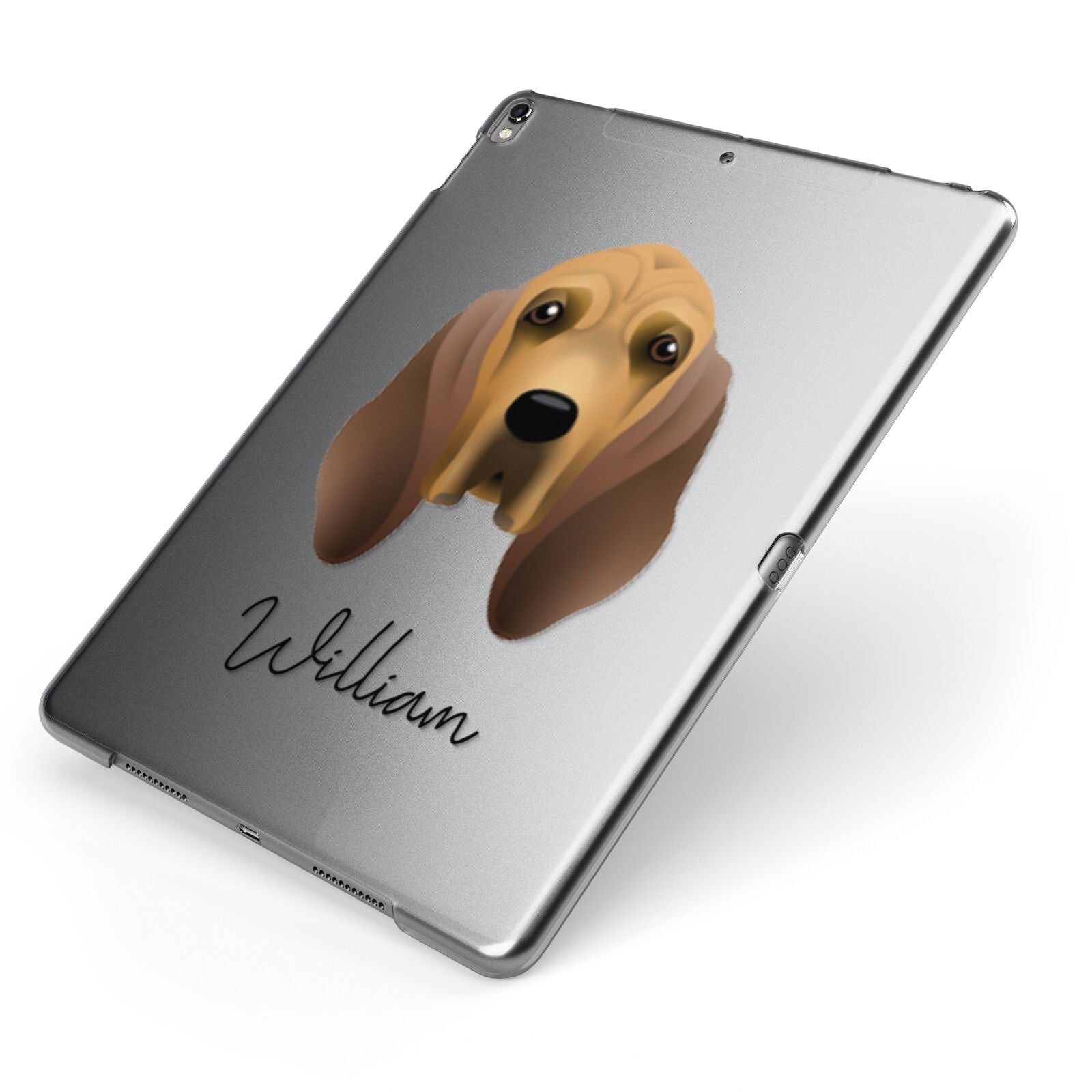 Bloodhound Personalised Apple iPad Case on Grey iPad Side View