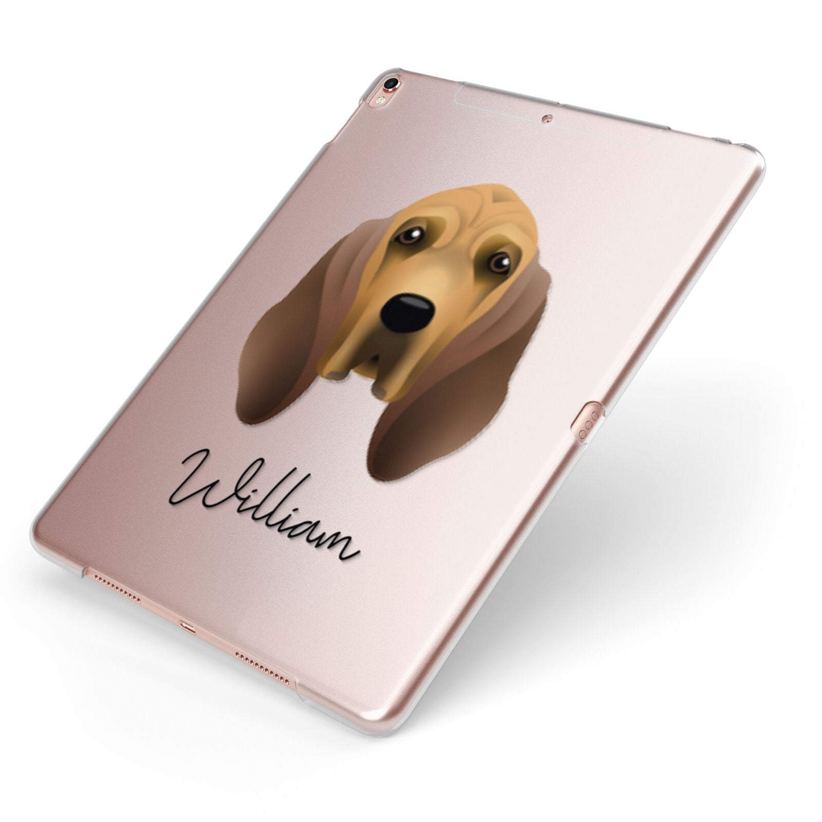 Bloodhound Personalised Apple iPad Case on Rose Gold iPad Side View