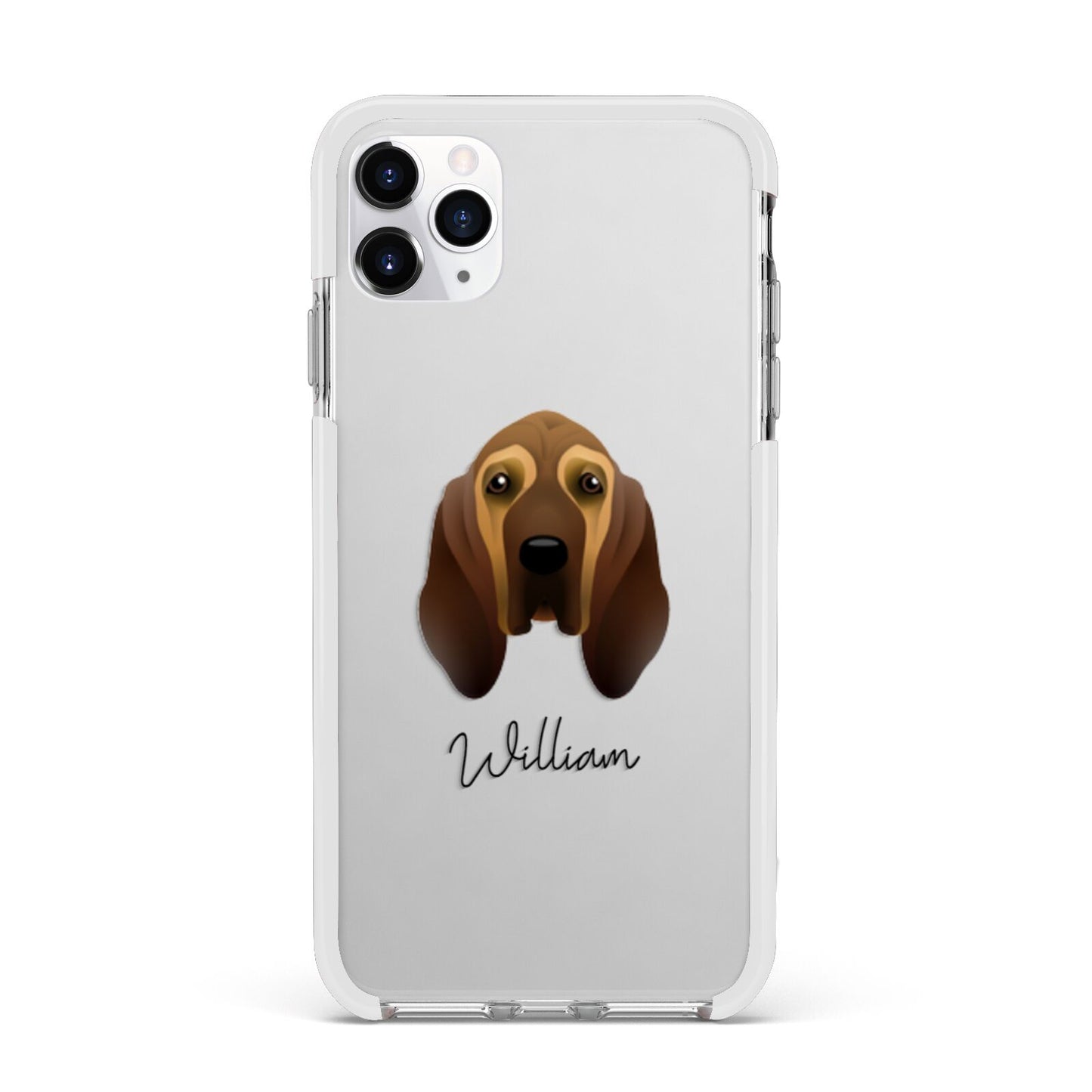 Bloodhound Personalised Apple iPhone 11 Pro Max in Silver with White Impact Case