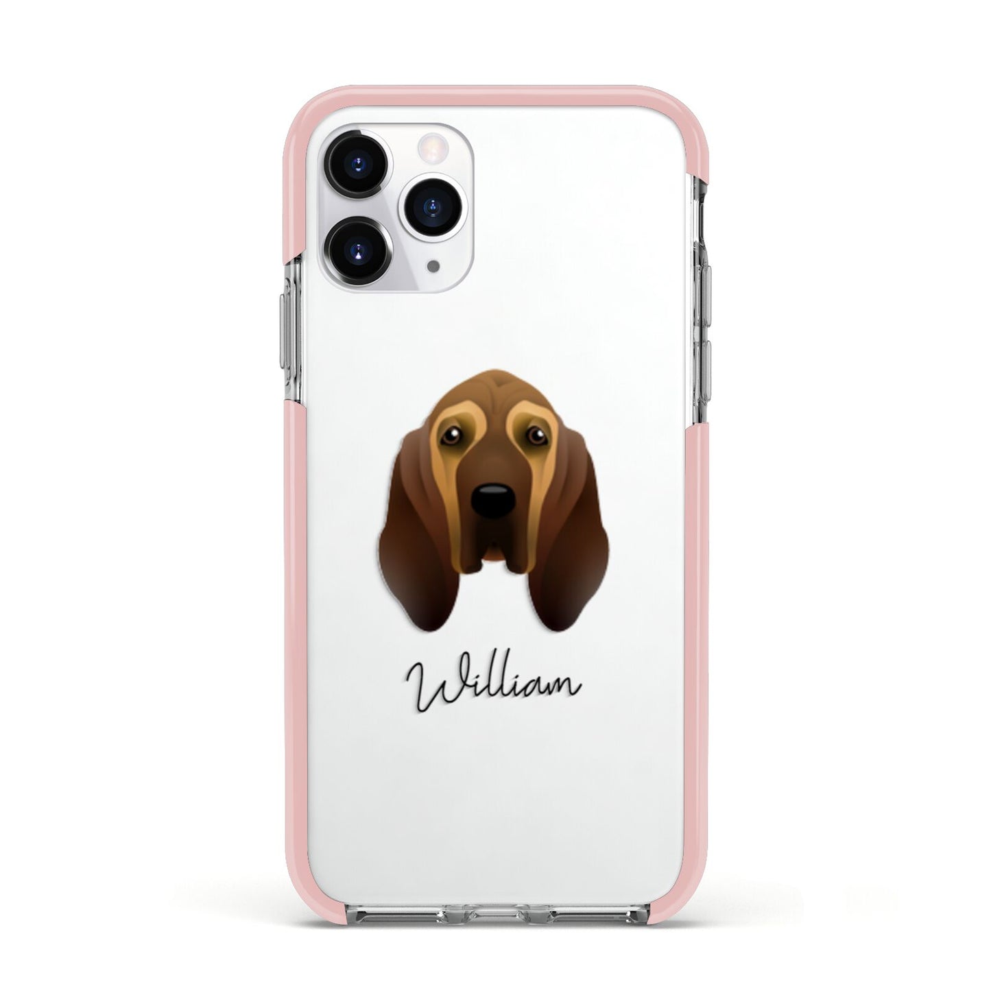 Bloodhound Personalised Apple iPhone 11 Pro in Silver with Pink Impact Case