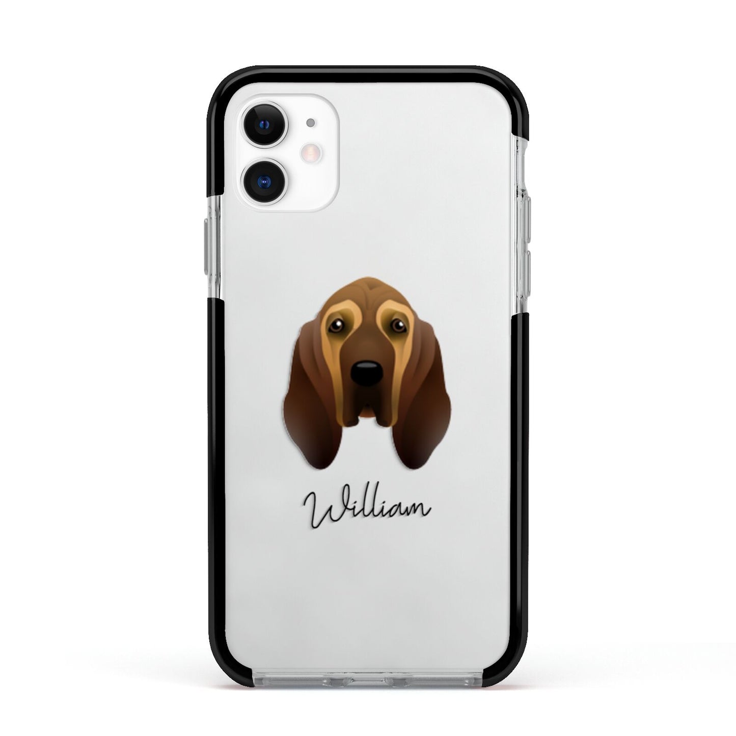 Bloodhound Personalised Apple iPhone 11 in White with Black Impact Case