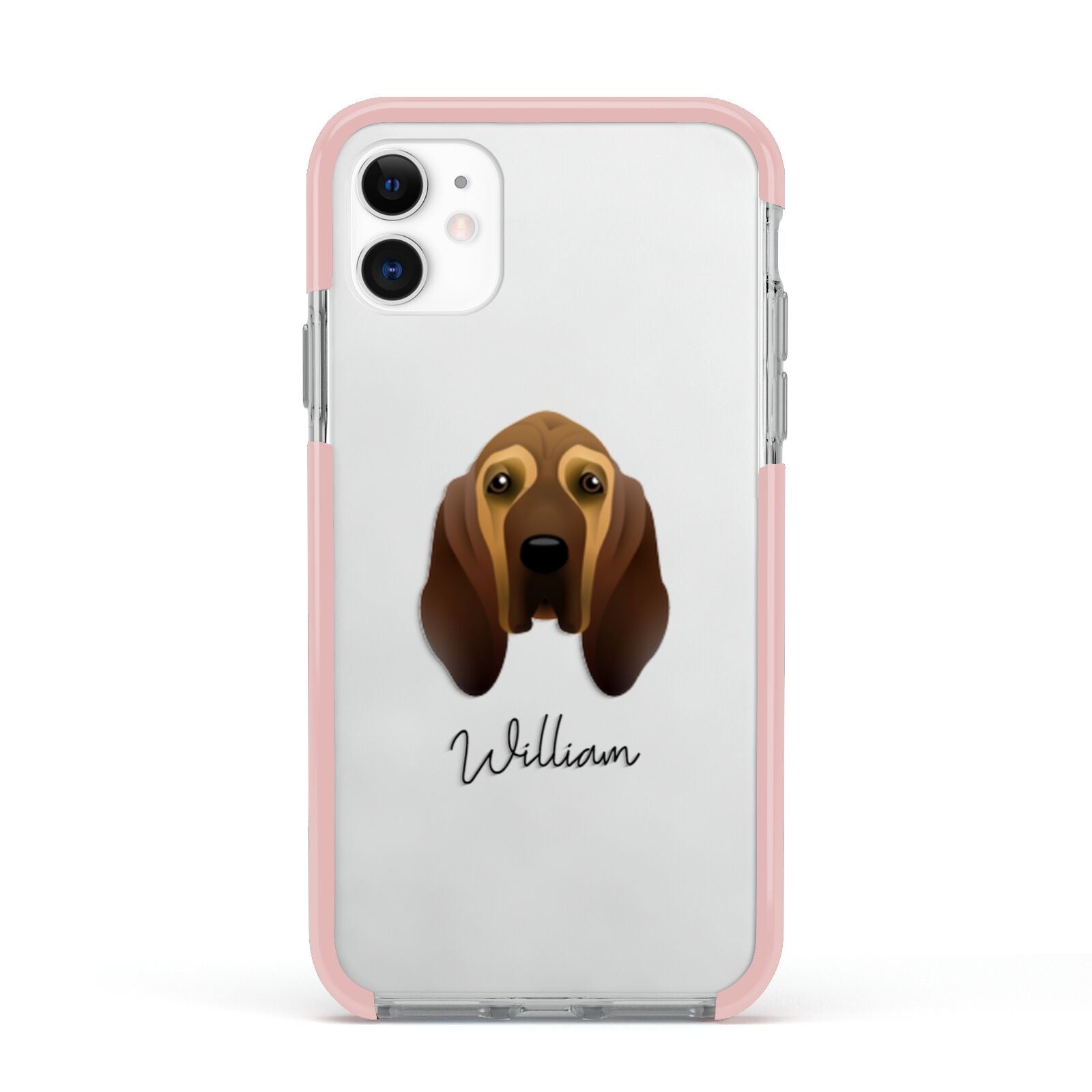 Bloodhound Personalised Apple iPhone 11 in White with Pink Impact Case