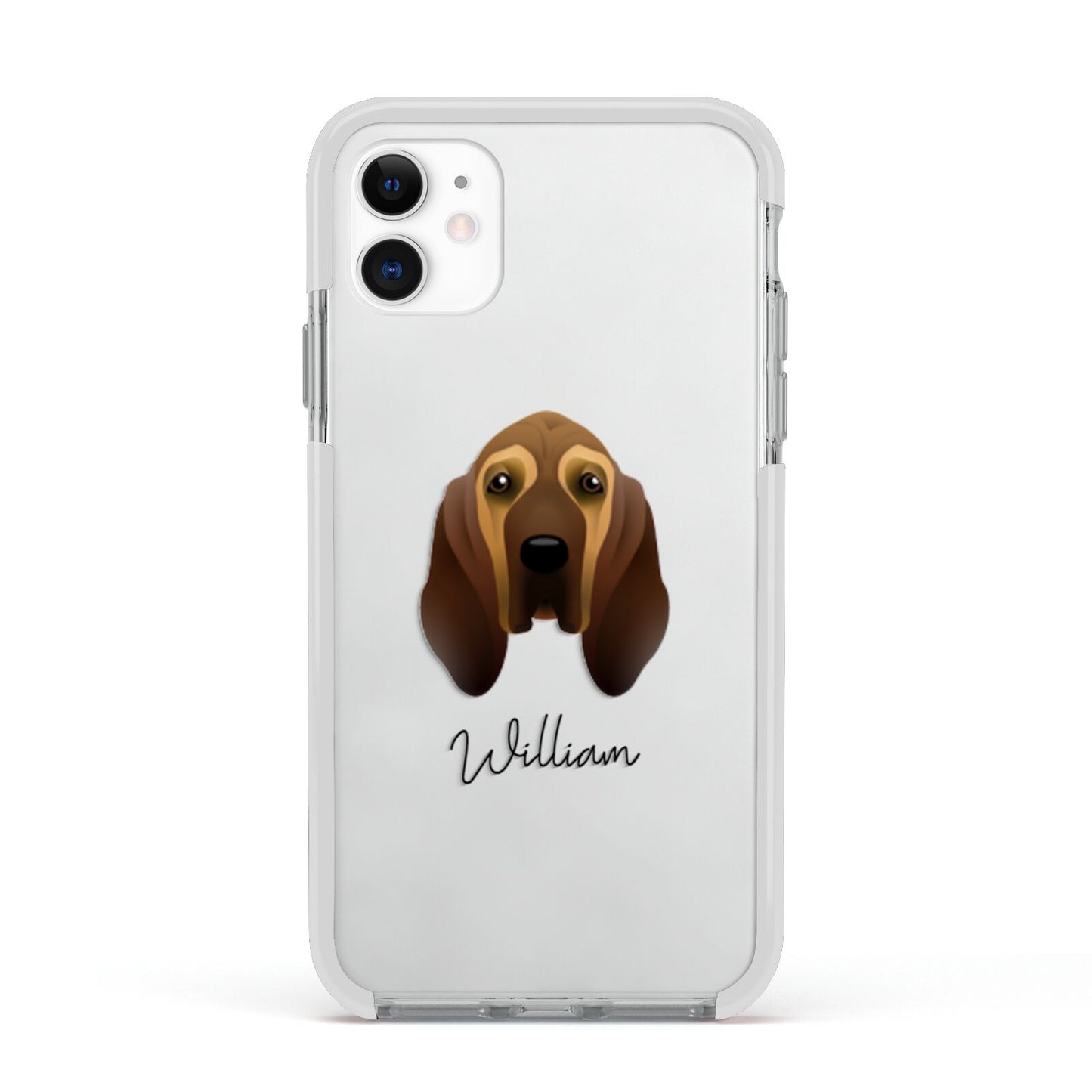 Bloodhound Personalised Apple iPhone 11 in White with White Impact Case