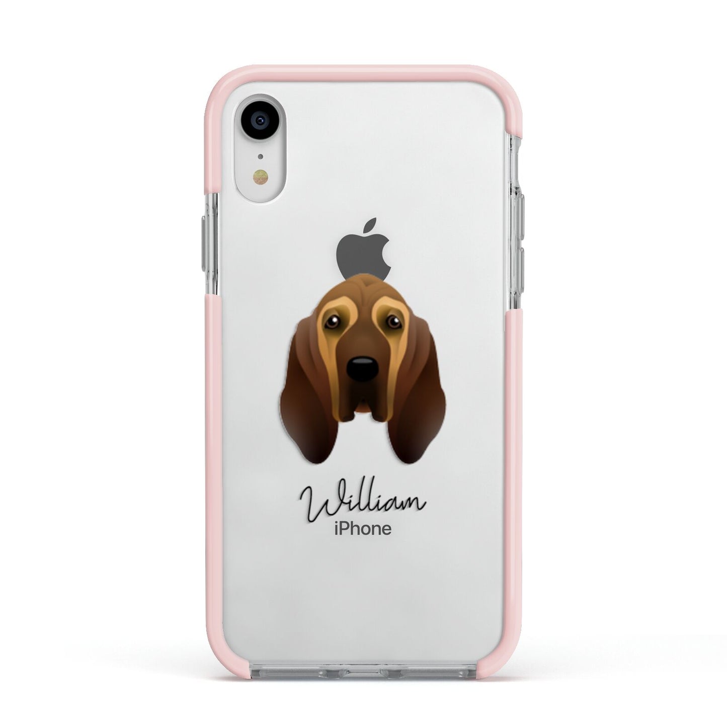 Bloodhound Personalised Apple iPhone XR Impact Case Pink Edge on Silver Phone