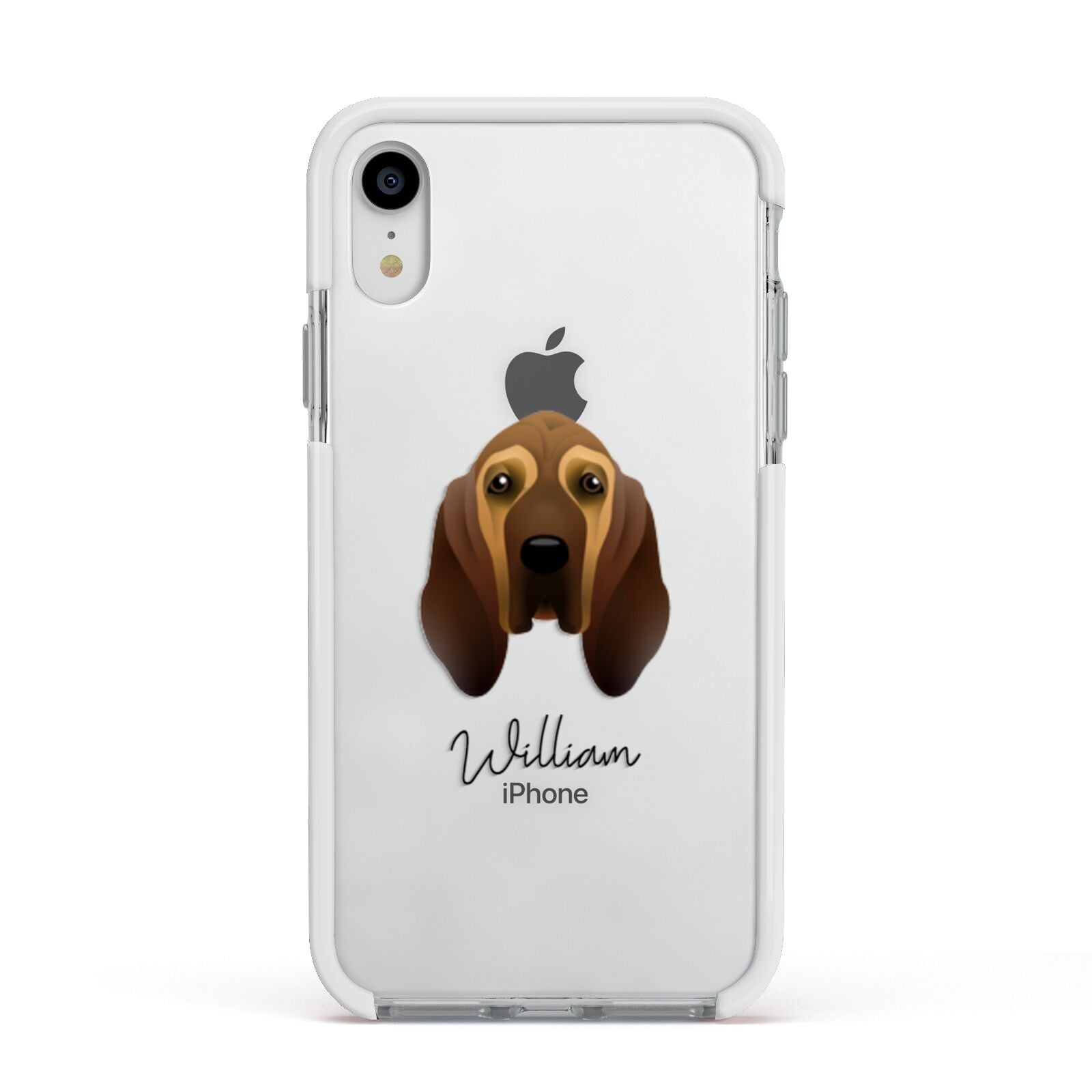 Bloodhound Personalised Apple iPhone XR Impact Case White Edge on Silver Phone