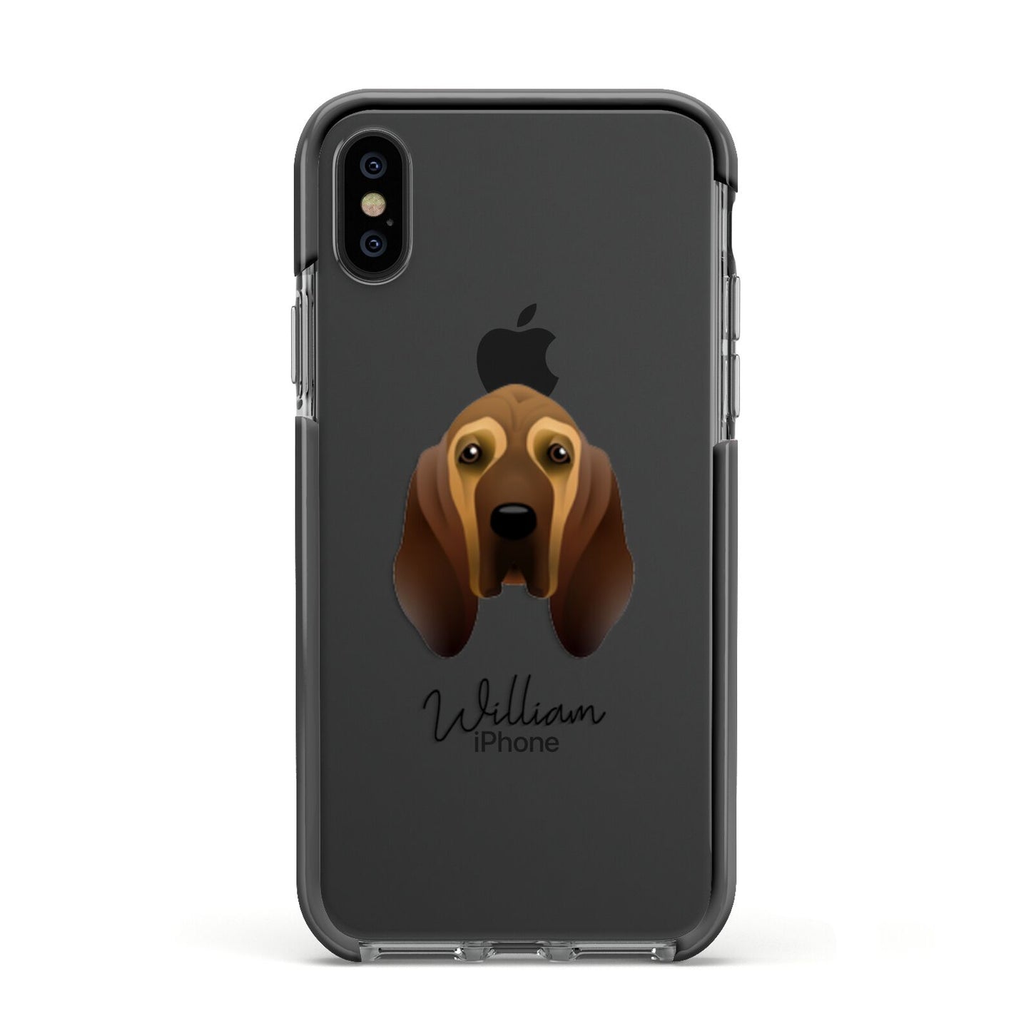Bloodhound Personalised Apple iPhone Xs Impact Case Black Edge on Black Phone
