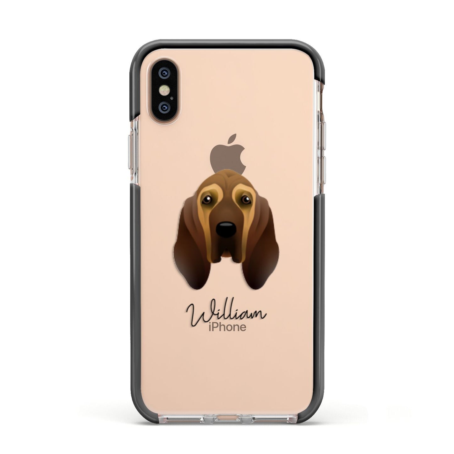 Bloodhound Personalised Apple iPhone Xs Impact Case Black Edge on Gold Phone
