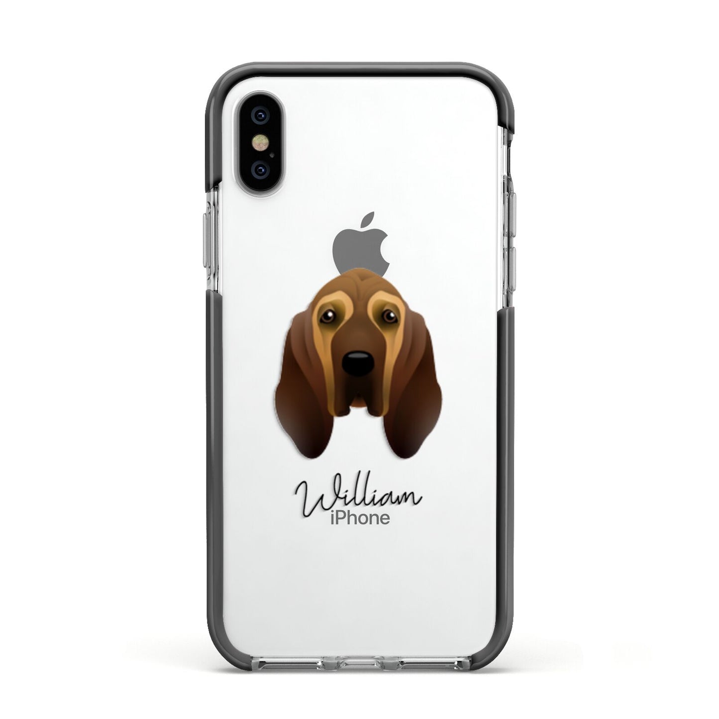 Bloodhound Personalised Apple iPhone Xs Impact Case Black Edge on Silver Phone