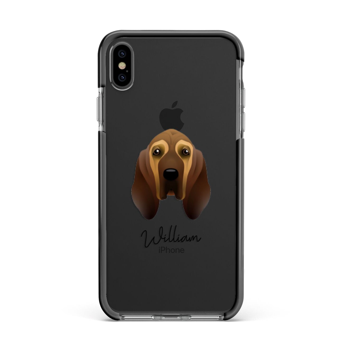 Bloodhound Personalised Apple iPhone Xs Max Impact Case Black Edge on Black Phone