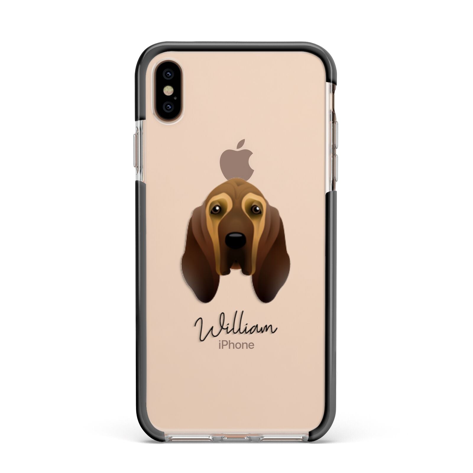 Bloodhound Personalised Apple iPhone Xs Max Impact Case Black Edge on Gold Phone