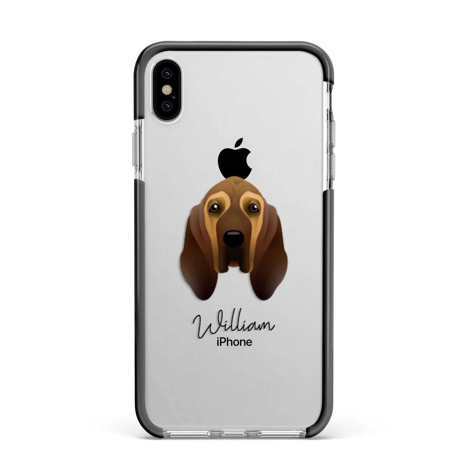 Bloodhound Personalised Apple iPhone Xs Max Impact Case Black Edge on Silver Phone