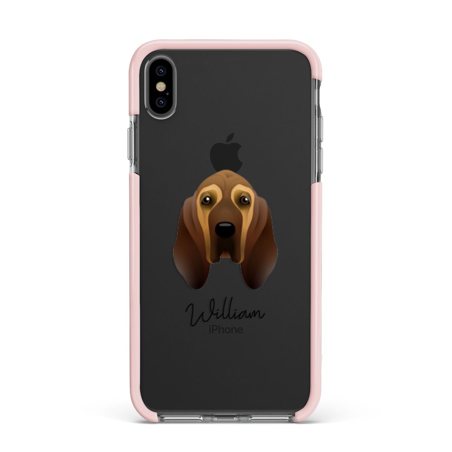 Bloodhound Personalised Apple iPhone Xs Max Impact Case Pink Edge on Black Phone