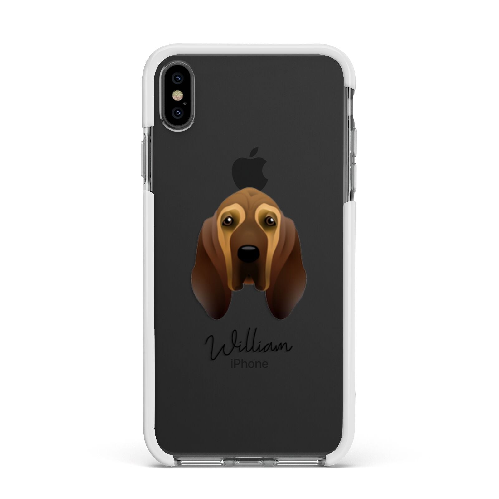 Bloodhound Personalised Apple iPhone Xs Max Impact Case White Edge on Black Phone