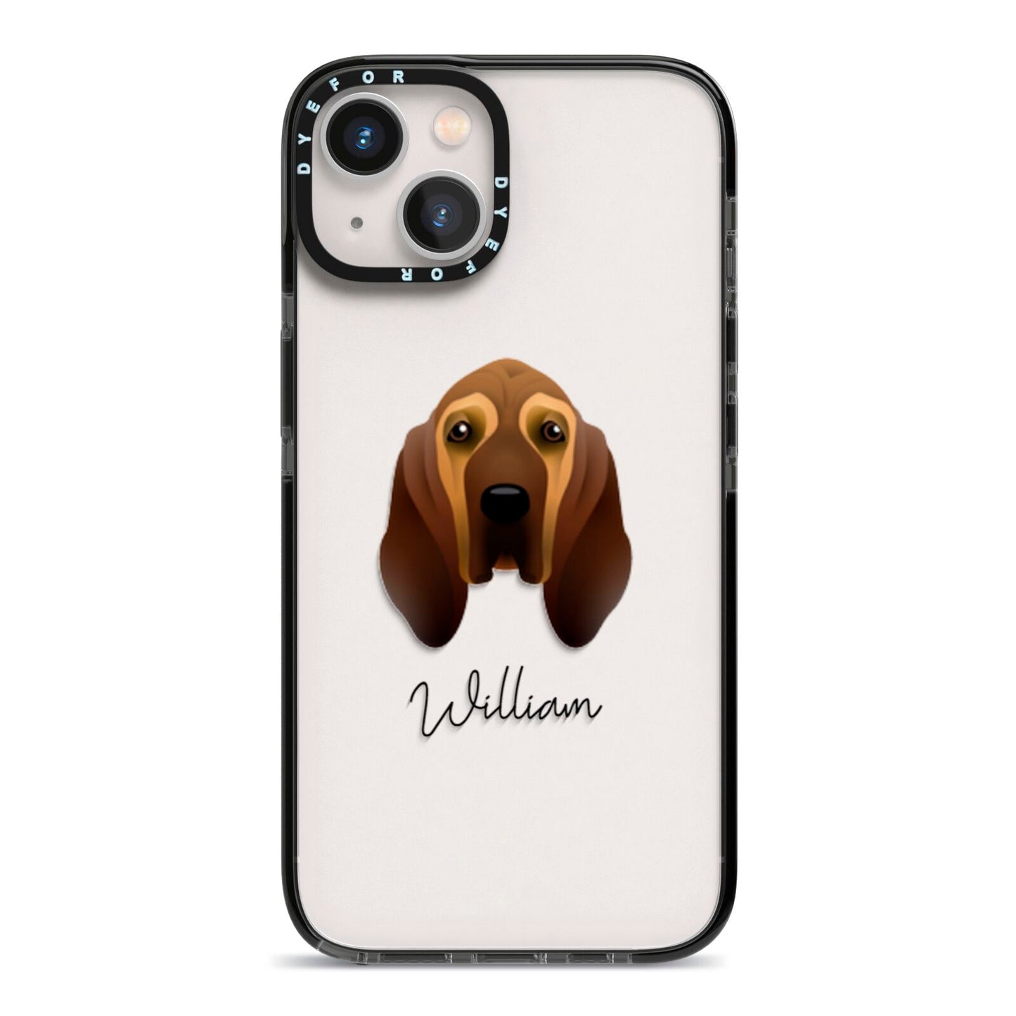 Bloodhound Personalised iPhone 13 Black Impact Case on Silver phone