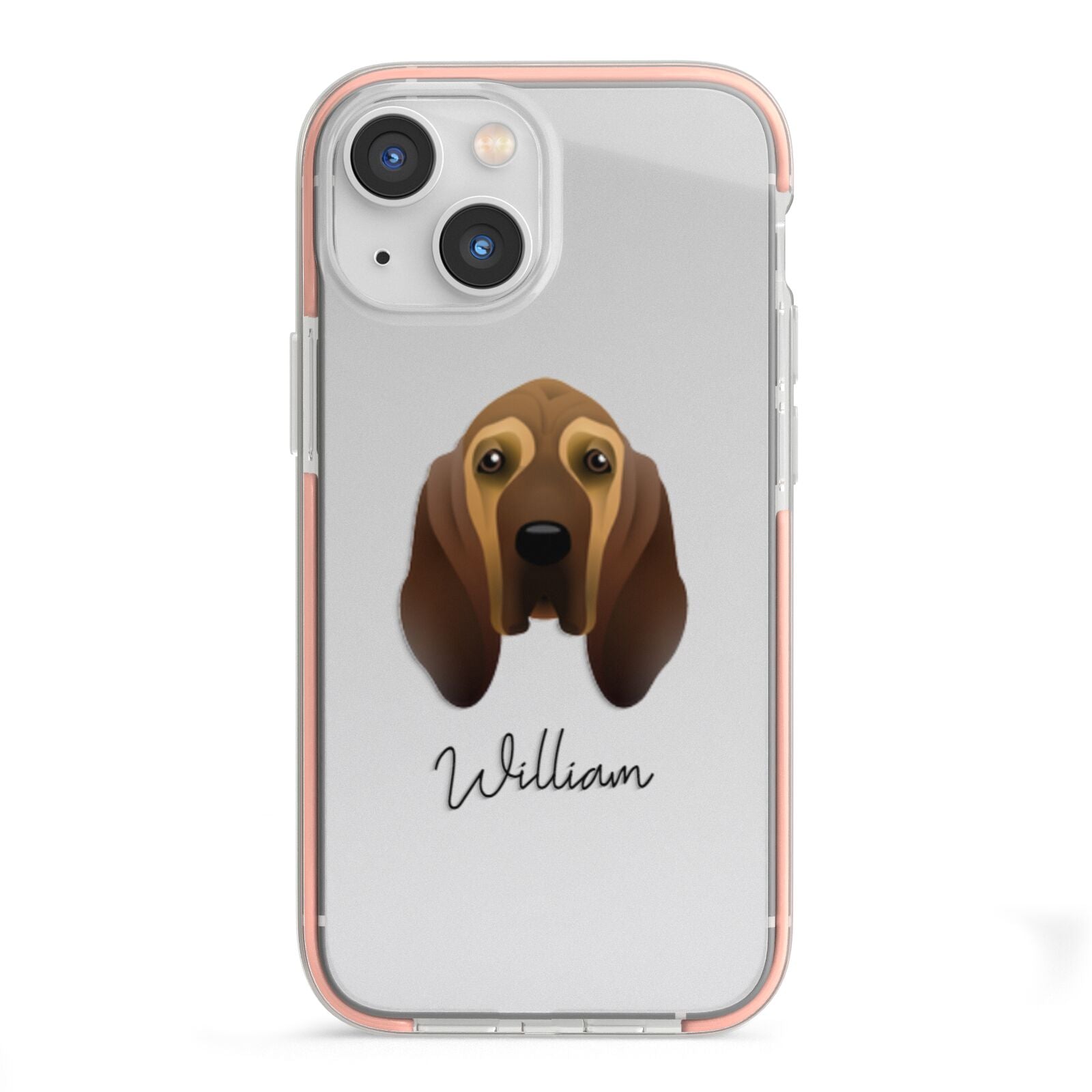 Bloodhound Personalised iPhone 13 Mini TPU Impact Case with Pink Edges