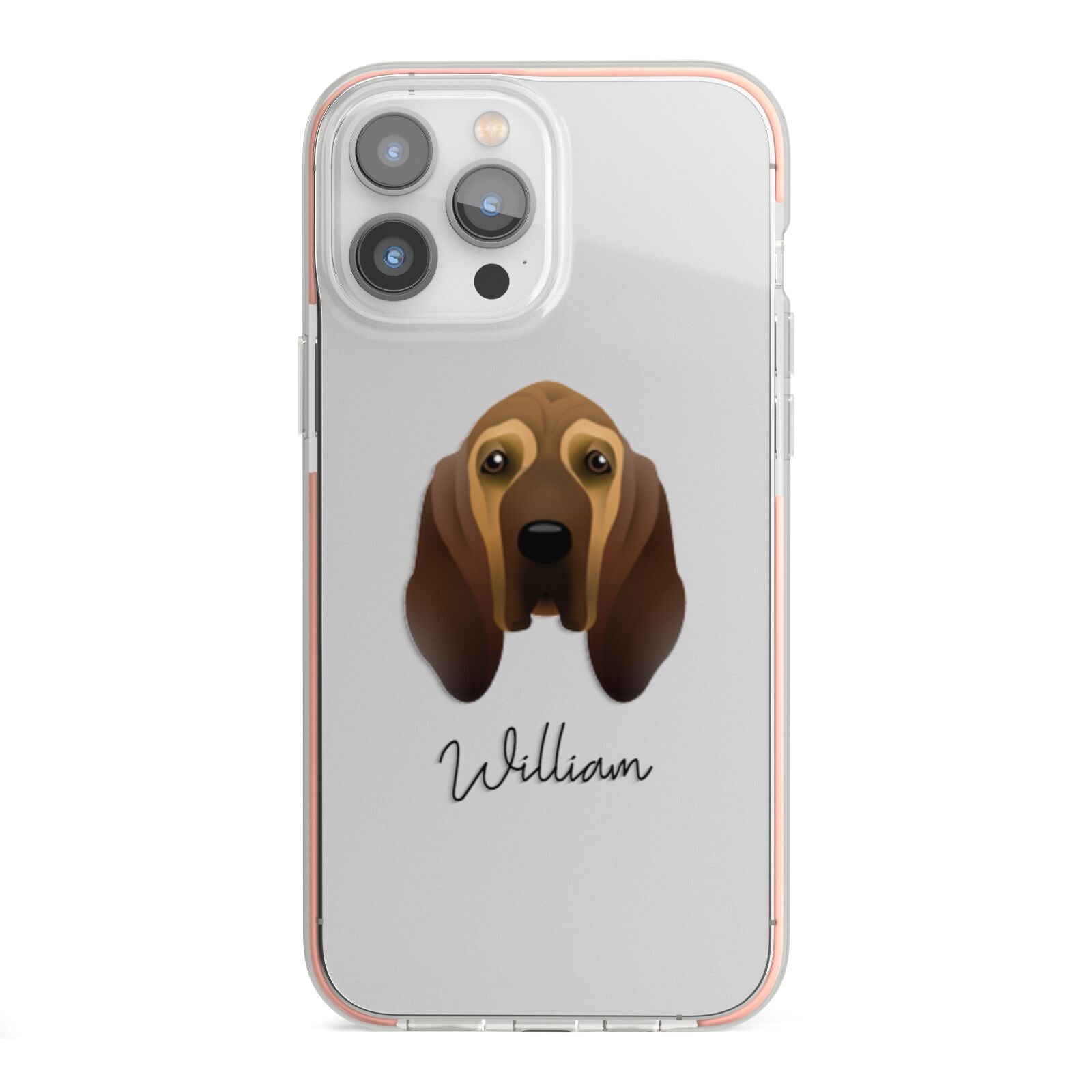 Bloodhound Personalised iPhone 13 Pro Max TPU Impact Case with Pink Edges