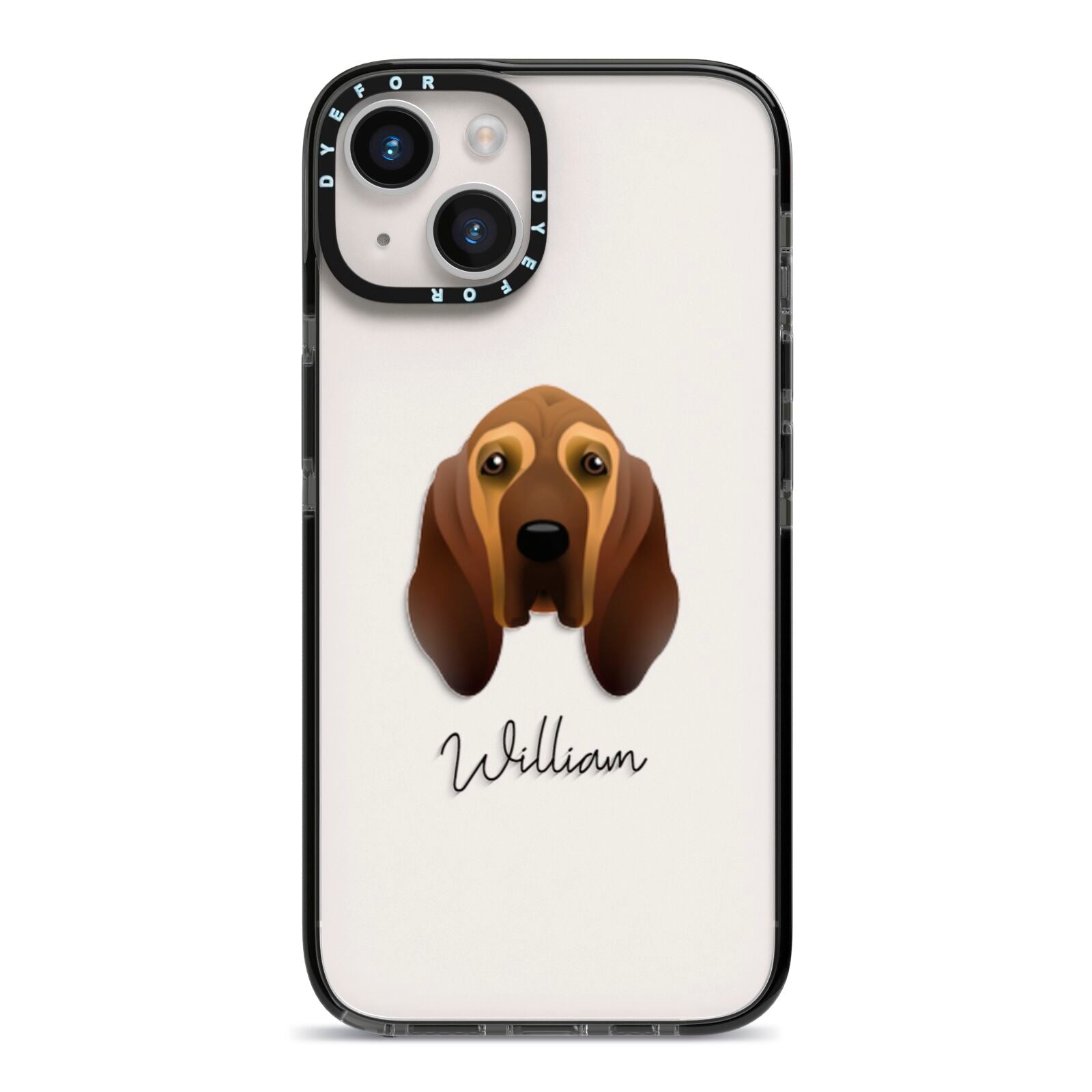 Bloodhound Personalised iPhone 14 Black Impact Case on Silver phone