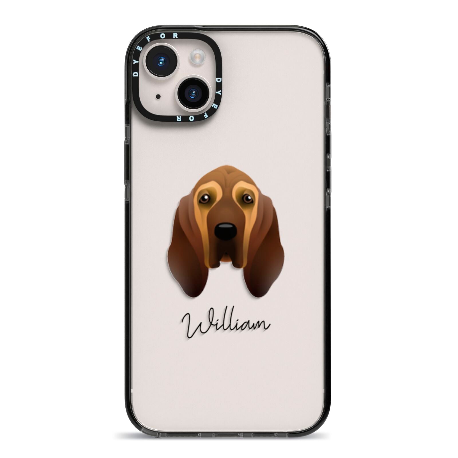 Bloodhound Personalised iPhone 14 Plus Black Impact Case on Silver phone