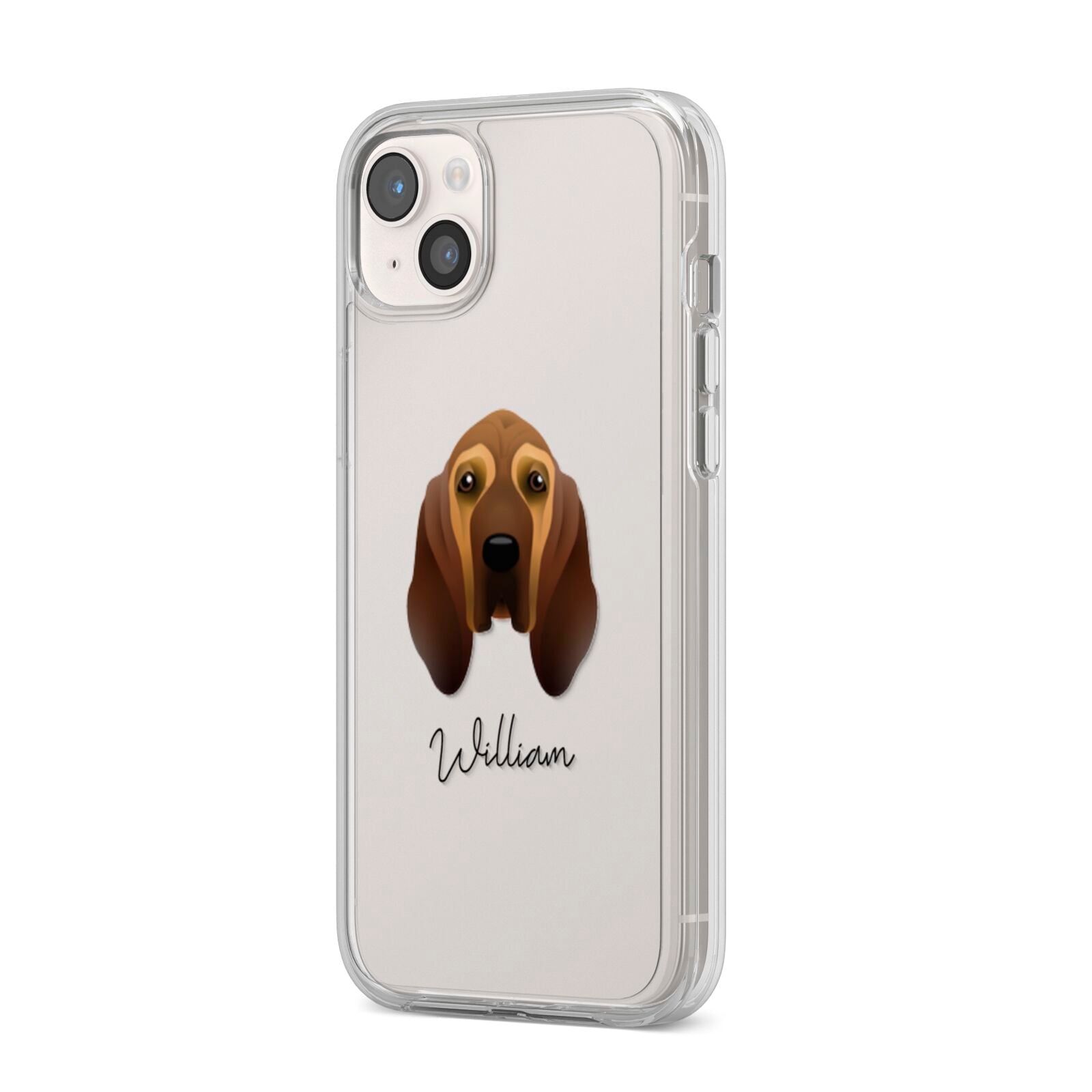 Bloodhound Personalised iPhone 14 Plus Clear Tough Case Starlight Angled Image