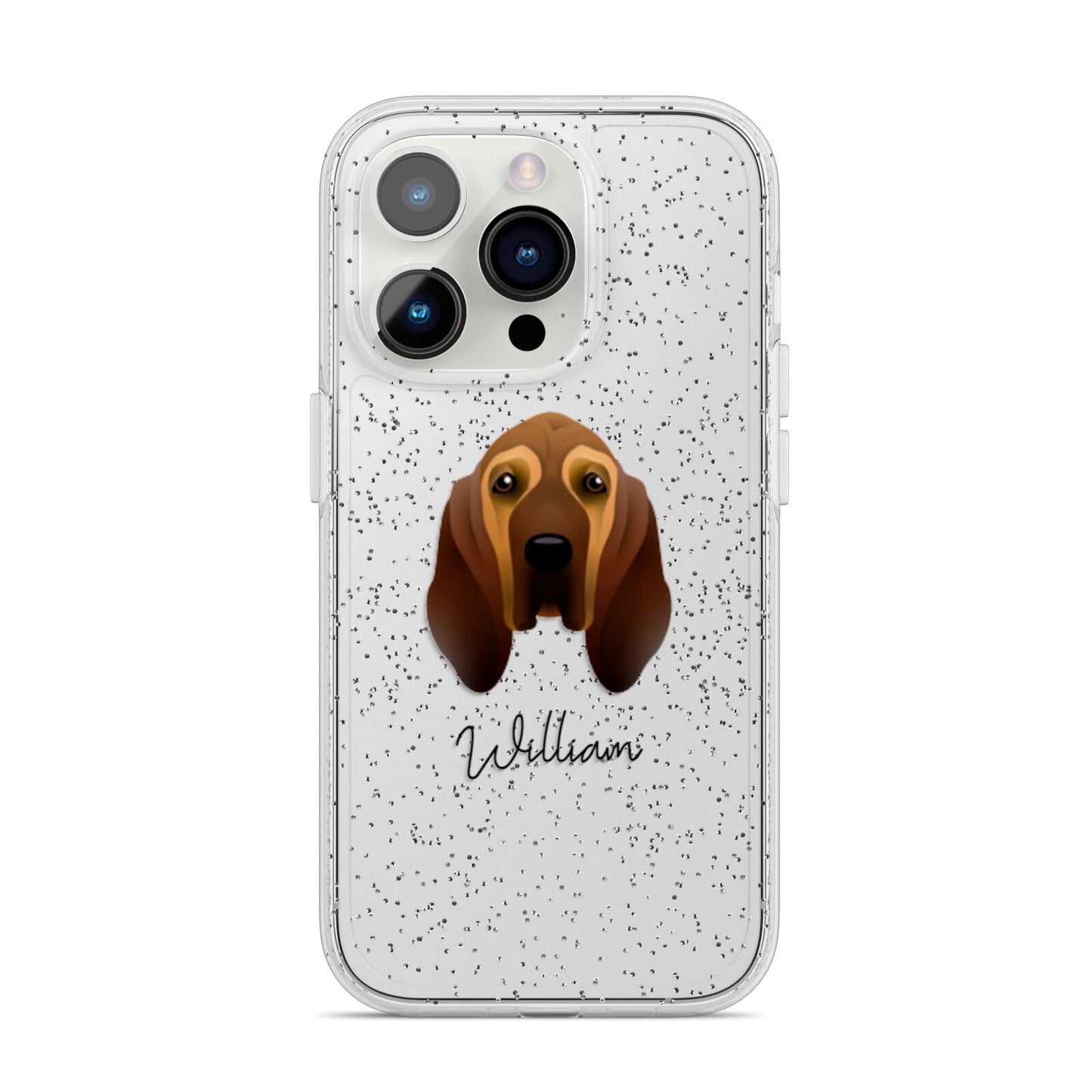 Bloodhound Personalised iPhone 14 Pro Glitter Tough Case Silver
