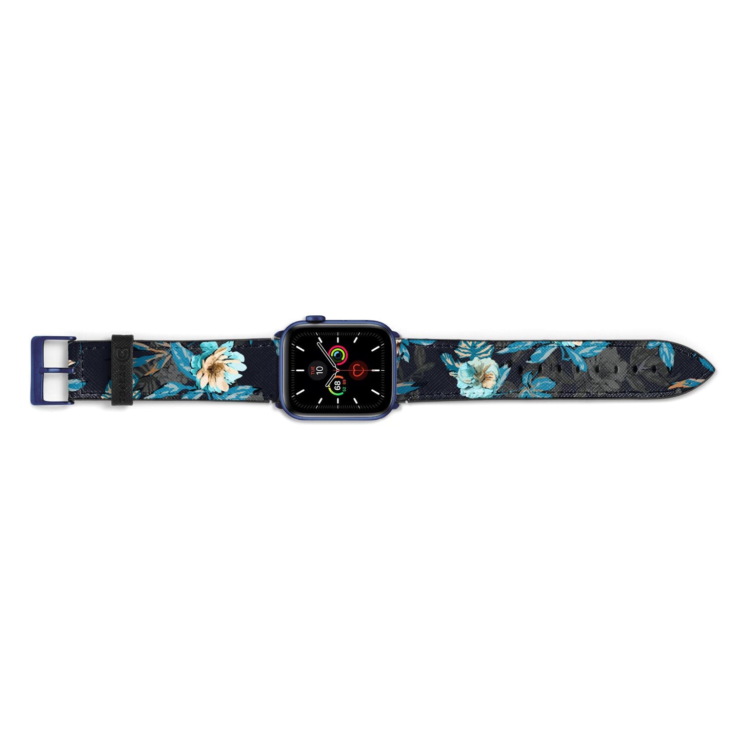 Blossom Flowers Apple Watch Strap Landscape Image Blue Hardware