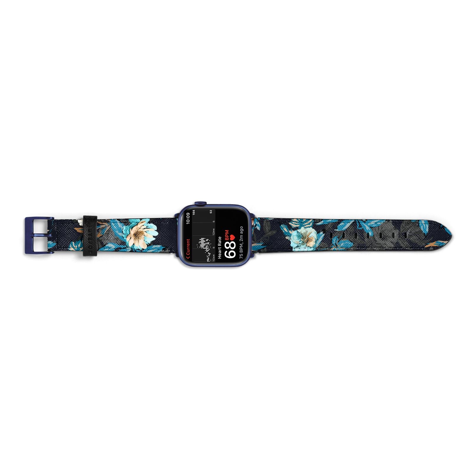 Blossom Flowers Apple Watch Strap Size 38mm Landscape Image Blue Hardware