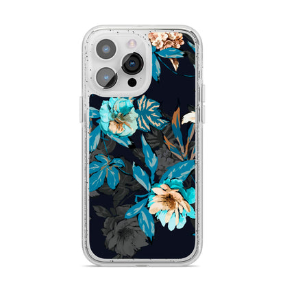 Blossom Flowers iPhone 14 Pro Max Glitter Tough Case Silver