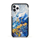Blue And Gold Marble Apple iPhone 11 Pro in Silver with Black Impact Case