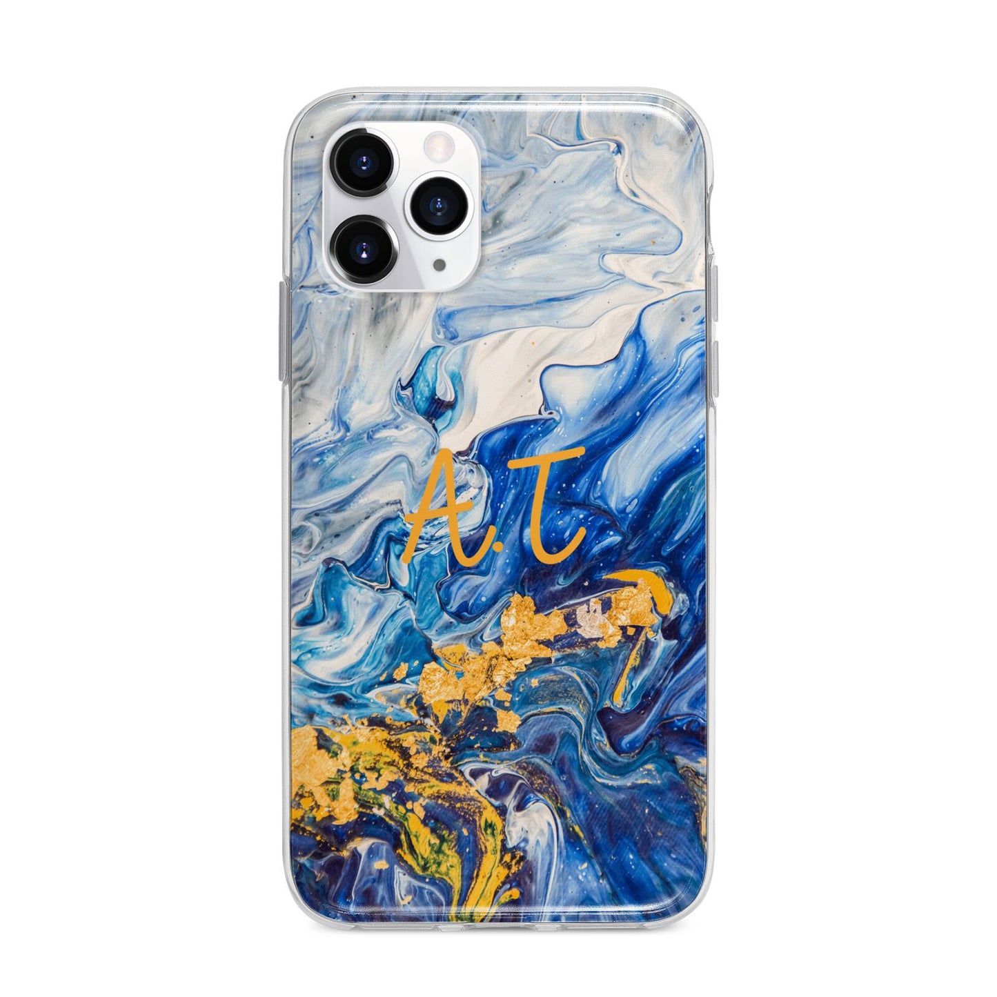 Blue And Gold Marble Apple iPhone 11 Pro in Silver with Bumper Case