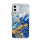 Blue And Gold Marble Apple iPhone 11 in White with Bumper Case