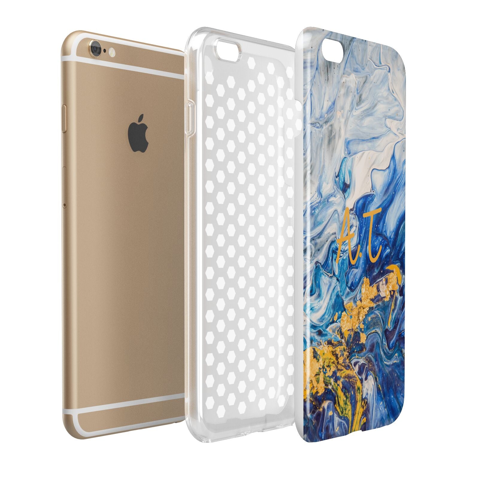 Blue And Gold Marble Apple iPhone 6 Plus 3D Tough Case Expand Detail Image