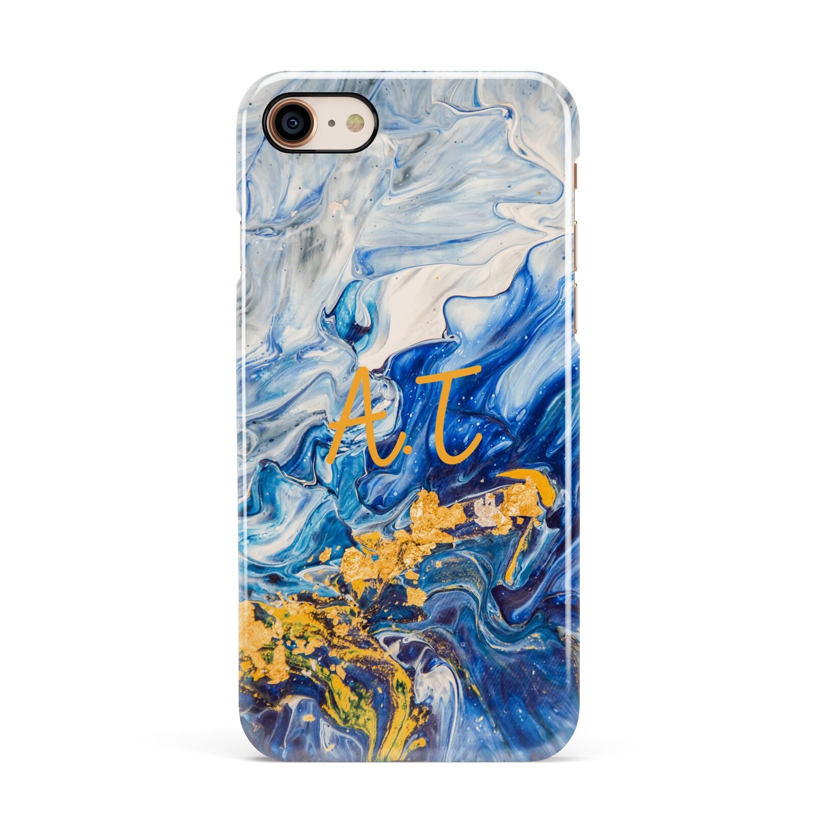 Blue And Gold Marble Apple iPhone 7 8 3D Snap Case