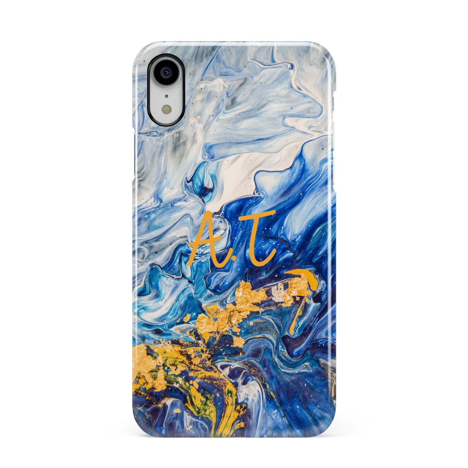 Blue And Gold Marble Apple iPhone XR White 3D Snap Case