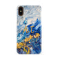 Blue And Gold Marble Apple iPhone XS 3D Snap Case