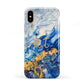 Blue And Gold Marble Apple iPhone XS 3D Tough