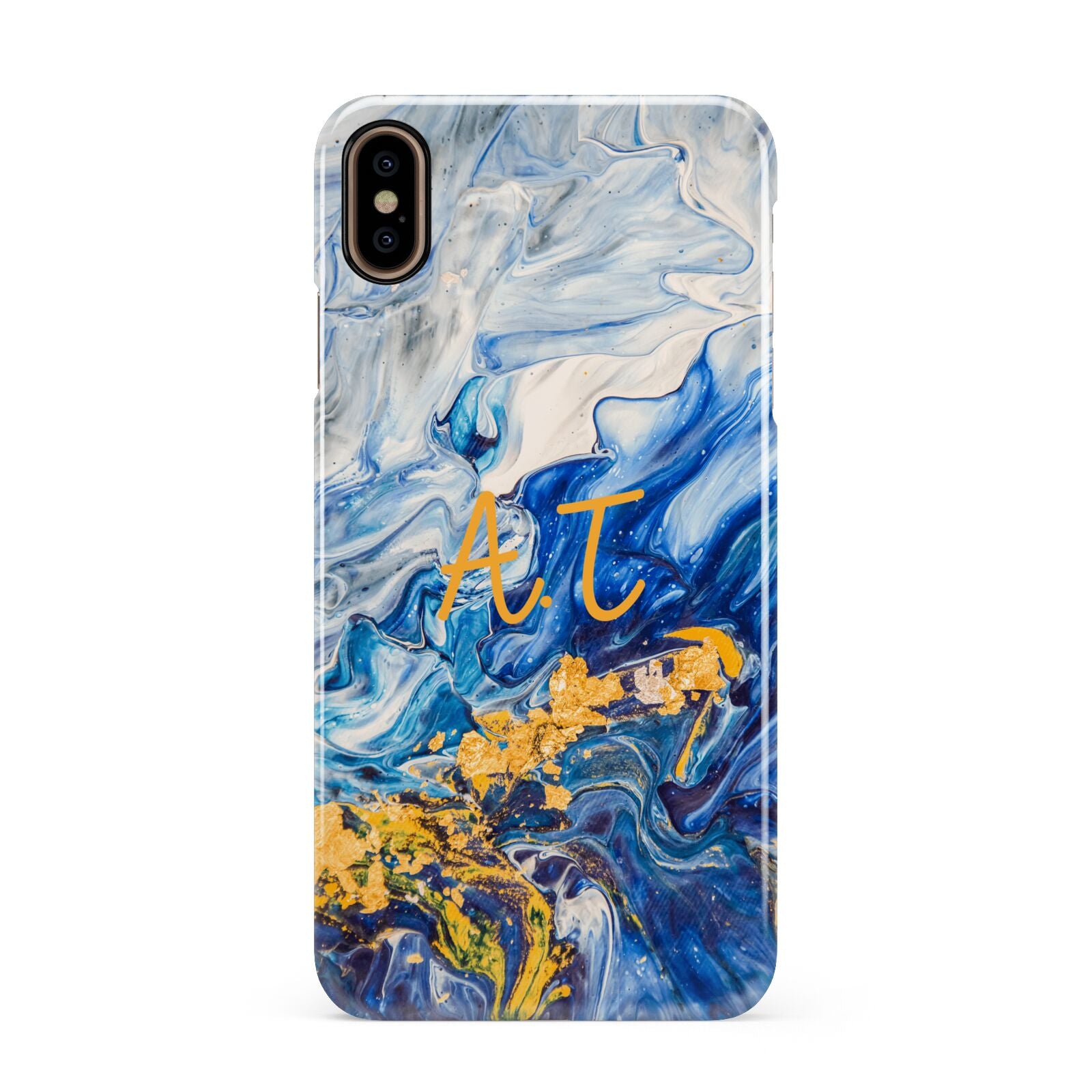 Blue And Gold Marble Apple iPhone Xs Max 3D Snap Case